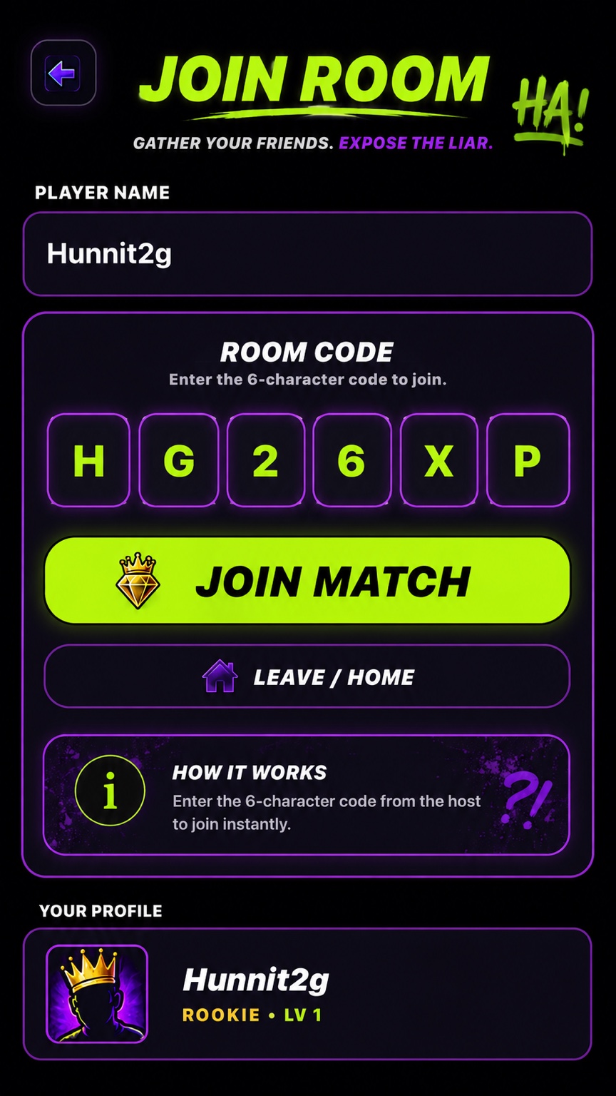 Join room screen